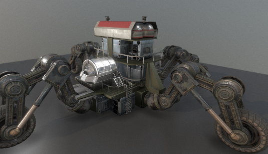 SketchFab Futuristic Five-Wheeled Building Model Crack Download