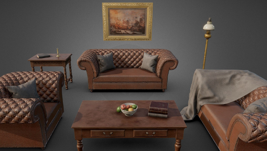 SketchFab Victorian Sofa Set Model Crack Download