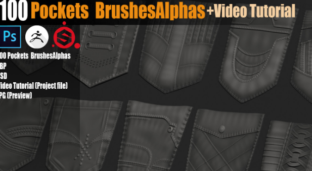 ArtStation 100 Pockets Brushes Alphas + Tutorial Download