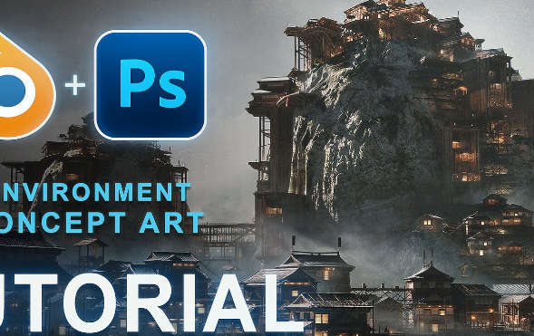 Environment Concept Art – Japanese Stilt City Tutorial Download