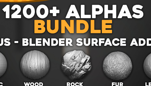 1200+ Alphas Bundle for ZBrush, Blender Surface Addon for Blender Complete Crack 2023 Download