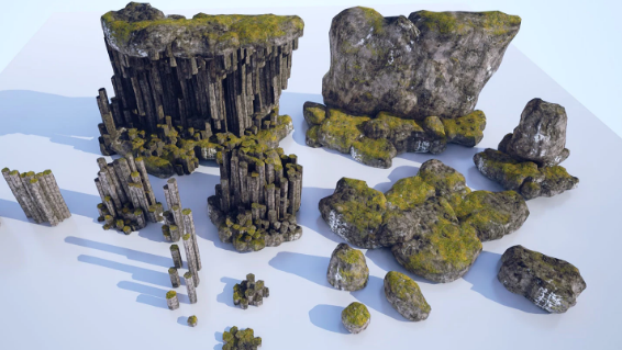 UnrealEngine 5.1 - Basalt Columns and Rocks 21 Types 2023 Download