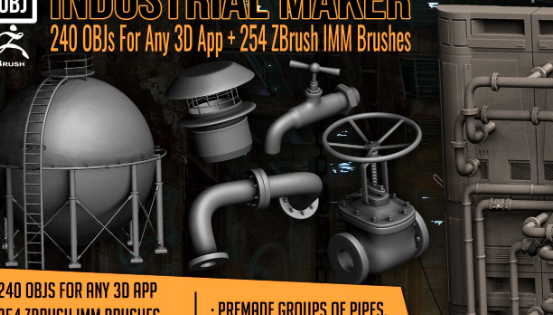 ArtStation - Industrial Maker 240 OBJs and 254 ZBrush IMM Brushes Crack 2024 Download